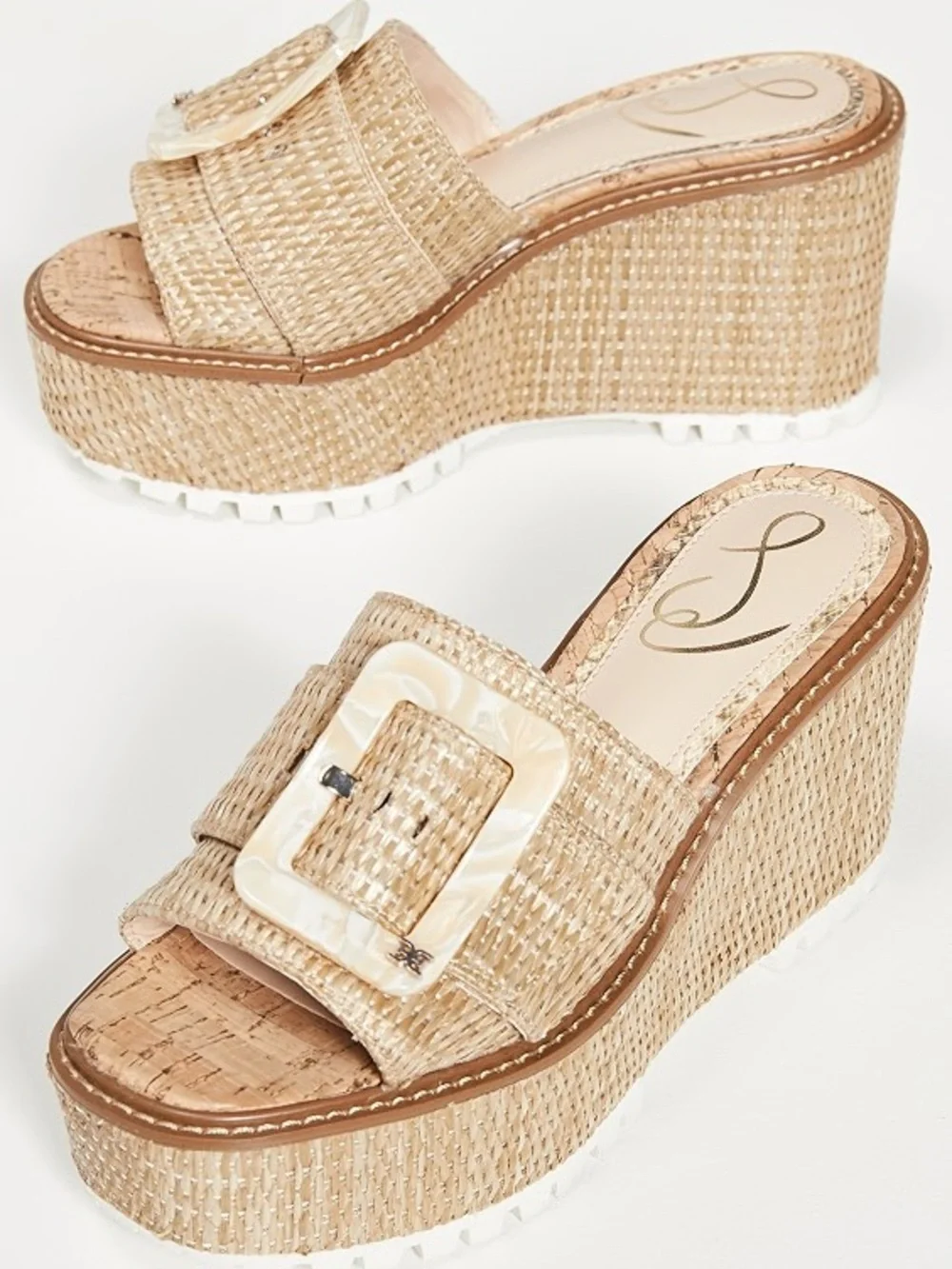 Sam Edelman Livi Raffia Platform Wedge Sandals – Natural — size 8.5